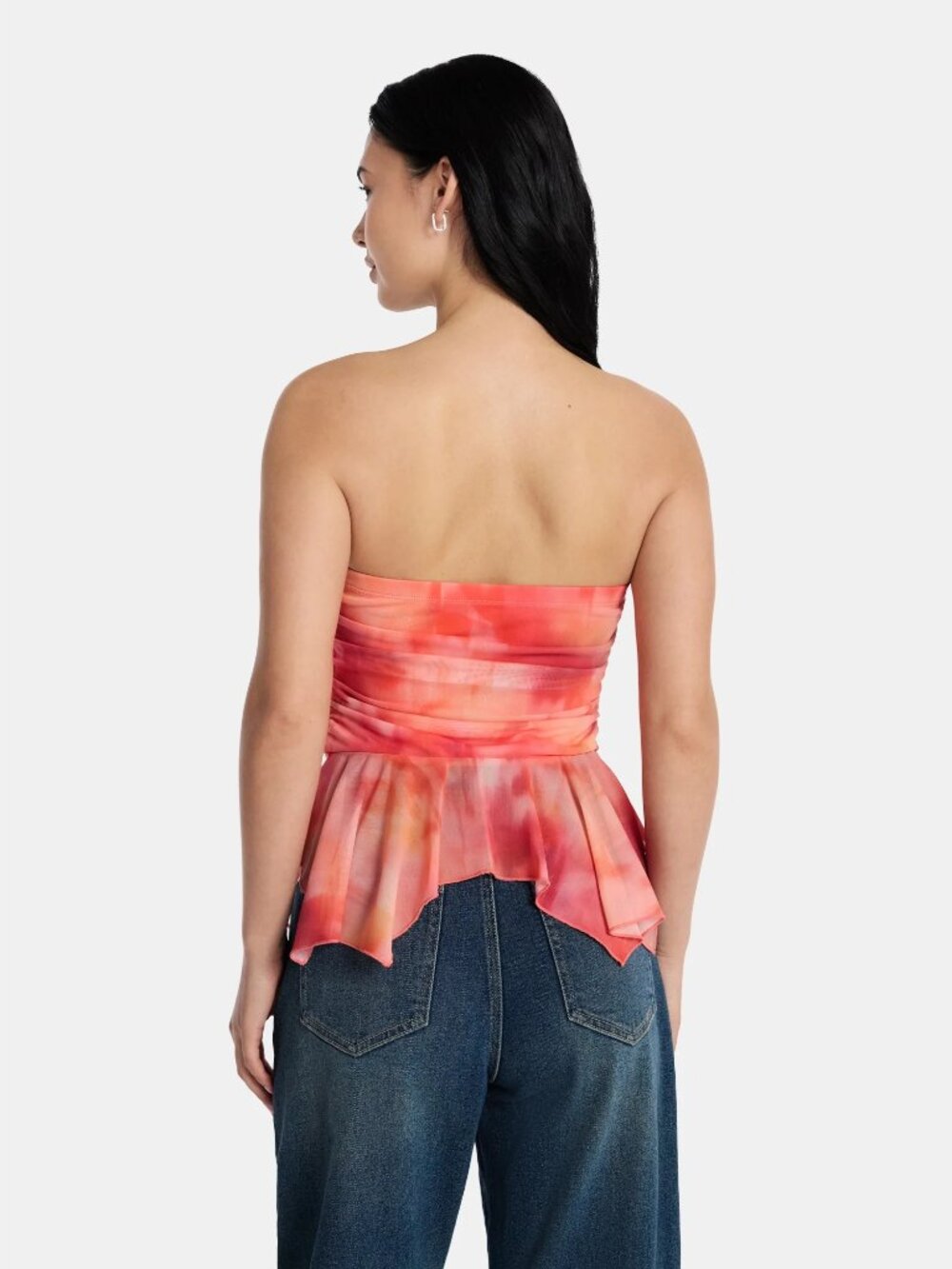 NWT Madden NYC Women’s Peplum Tube Top Size L (12-14) Pullover Sleeveless Coral - Picture 3 of 7